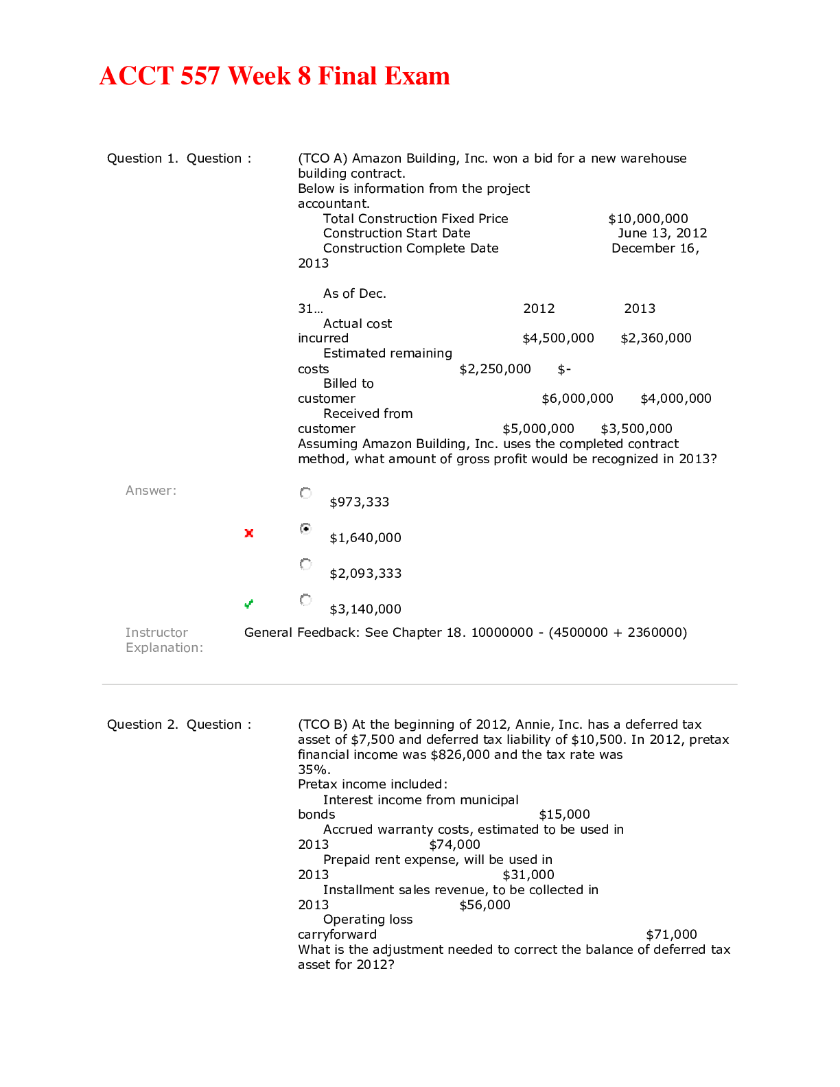 Preview image of ACCT 557 Final Exam document